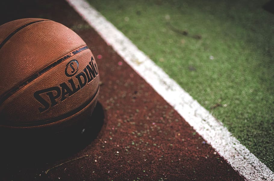 basketball, ball, spalding, court, sports, exercise, hobby, red, tracking field, running