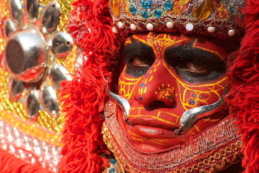 india, hindu, agama, festival, seni dan kerajinan, representasi, perayaan, kreativitas, merah, close-up