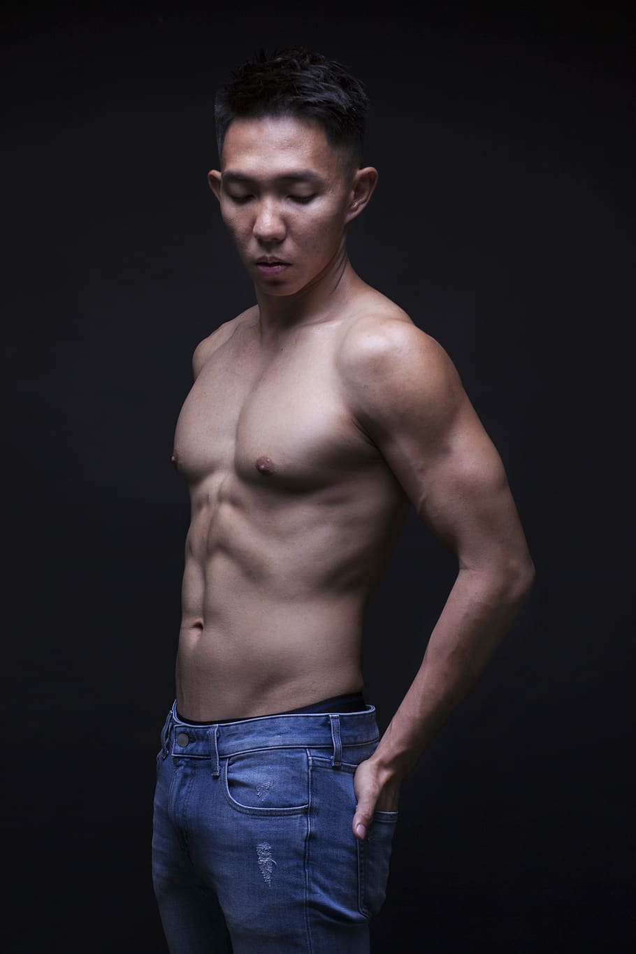 hombre, aptitud, estudio, fotografía, Penang, Malasia, retrato, nicebody, figura, sin camisa