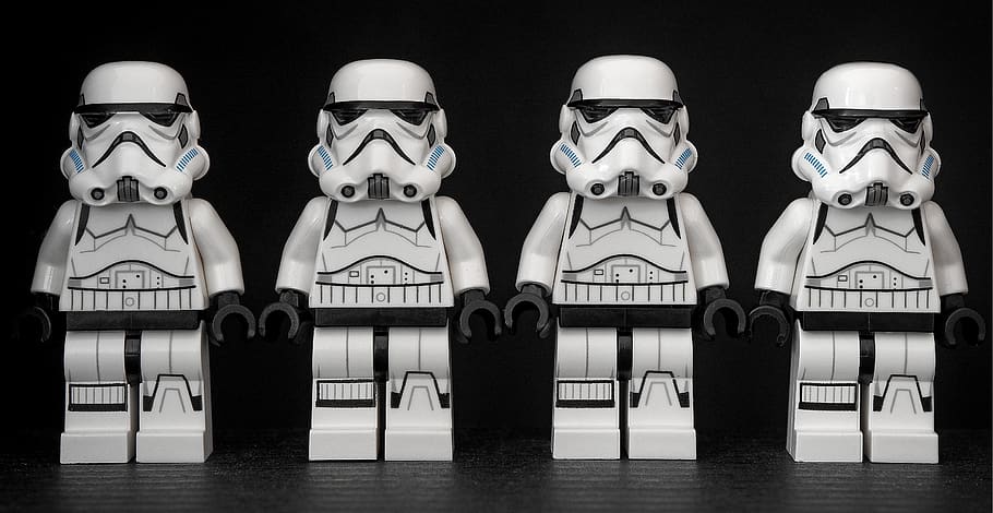 stormtrooper, star wars, lego, tormenta, soldado, desfile, estrella, guerra, cuatro, imperio