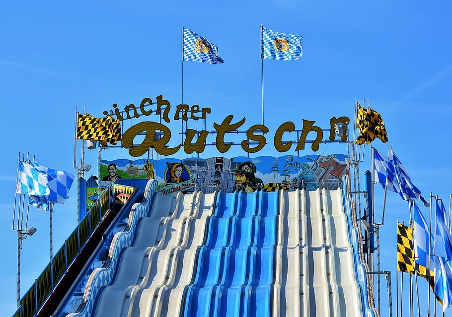 slide, giant slide, fair, oktoberfest, wagon, year market, rides, folk festival, fairground, entertainment
