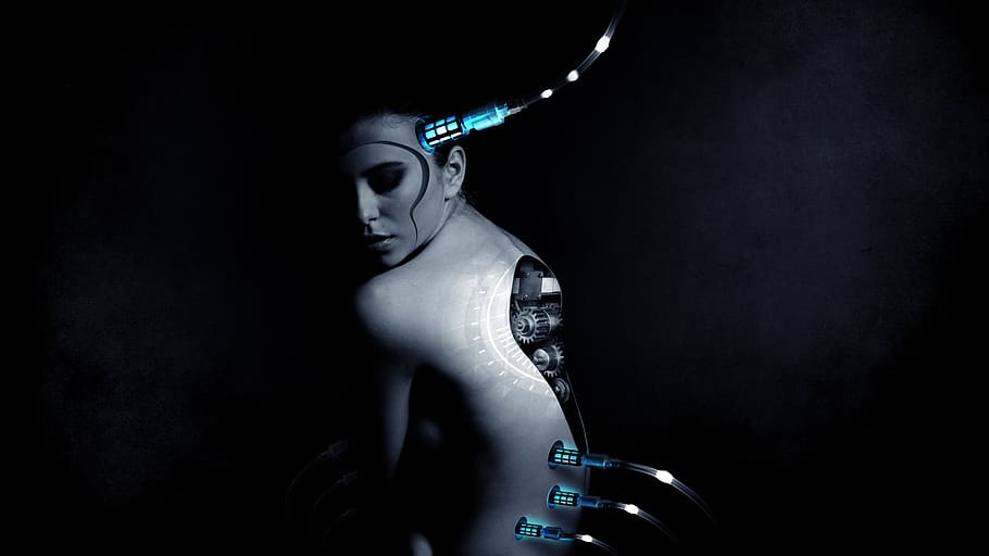 robot, mujer, cara, llorar, triste, inteligencia artificial, hacia adelante, máquina, digital, tecnología