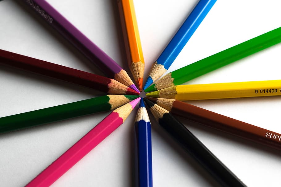 pensil, pendidikan, kreativitas, lintas, tulis, sekolah, pensil warna, kayu, multi-warna, pelangi
