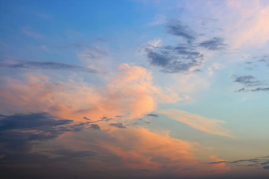 latar belakang, awan, cloudscape, warna, dramatis, senja, surga, horizontal, idilis, lanskap