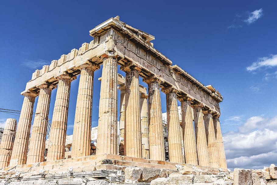 Athena akropolis, kota dan kota, yunani, tujuan perjalanan, arsitektur, sejarah, masa lalu, perjalanan, langit, kolom arsitektur