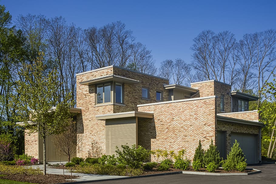 contemporary, residence, brick, architecture, sustainable, front, entry, residential, house, exterior