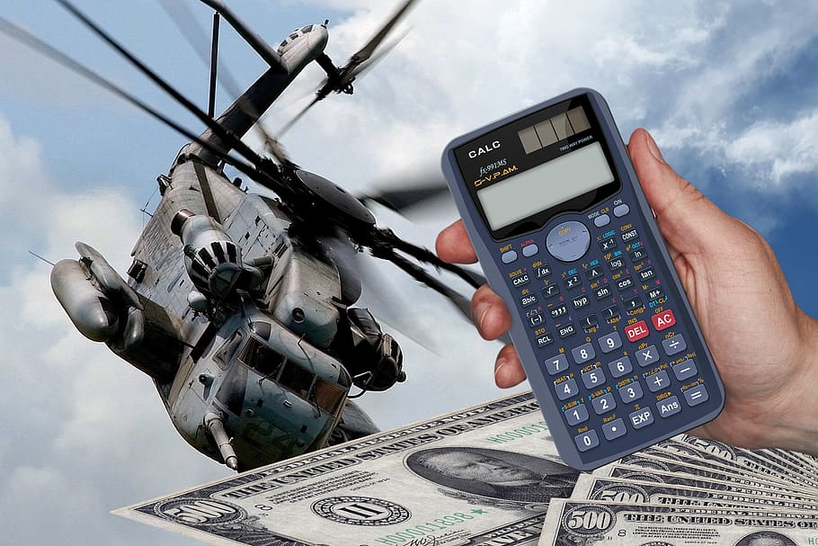 biaya, kalkulator, dolar, uang, pengeluaran militer, militer, jet tempur, jet, pesawat tempur, pesawat