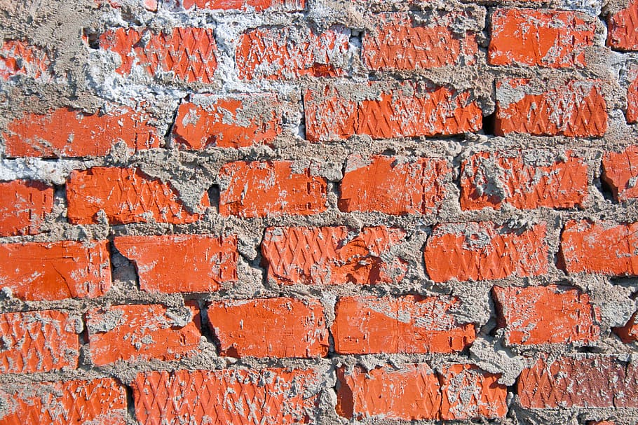 bricks, brickwall, brickwork, brown, building, dirty, horizontal, old, orange, red