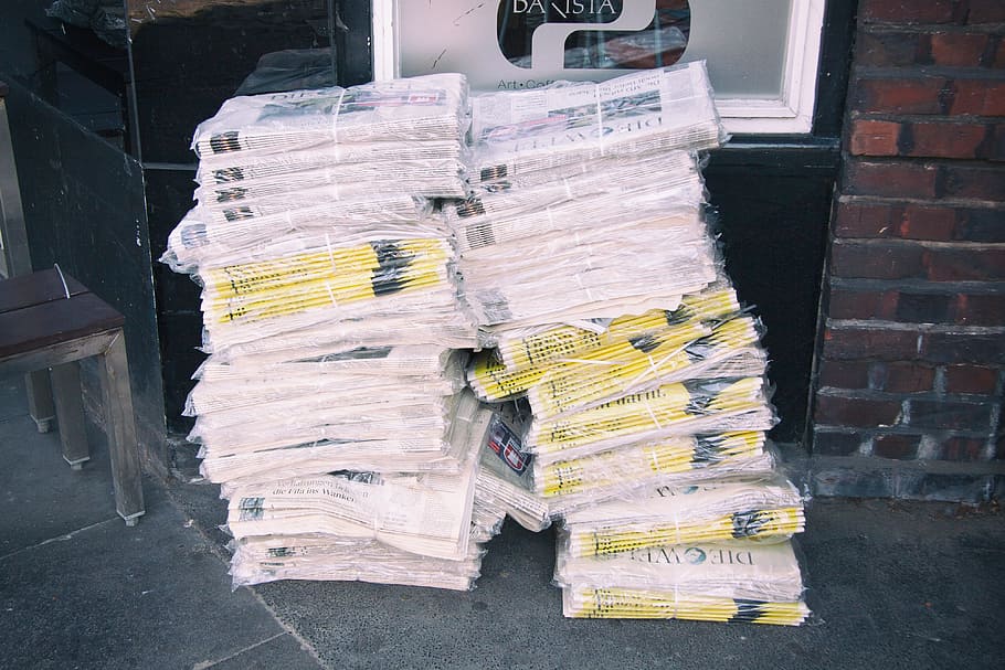 stack, newspaper, street, advertisement, articles, background, bunch, business, communication, delivery