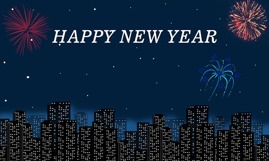 new, year celebration, city skyline, skyline., new year, 2019, art, minimalist, celebration, happy new year
