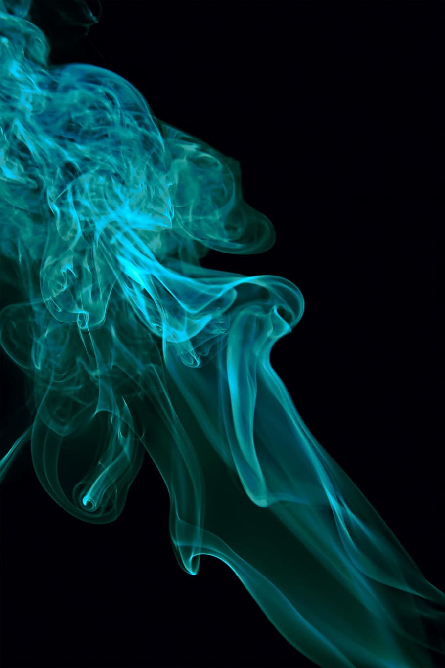 blue, background, smoke, isolated, black, smooth, shape, abstract, wave, scented