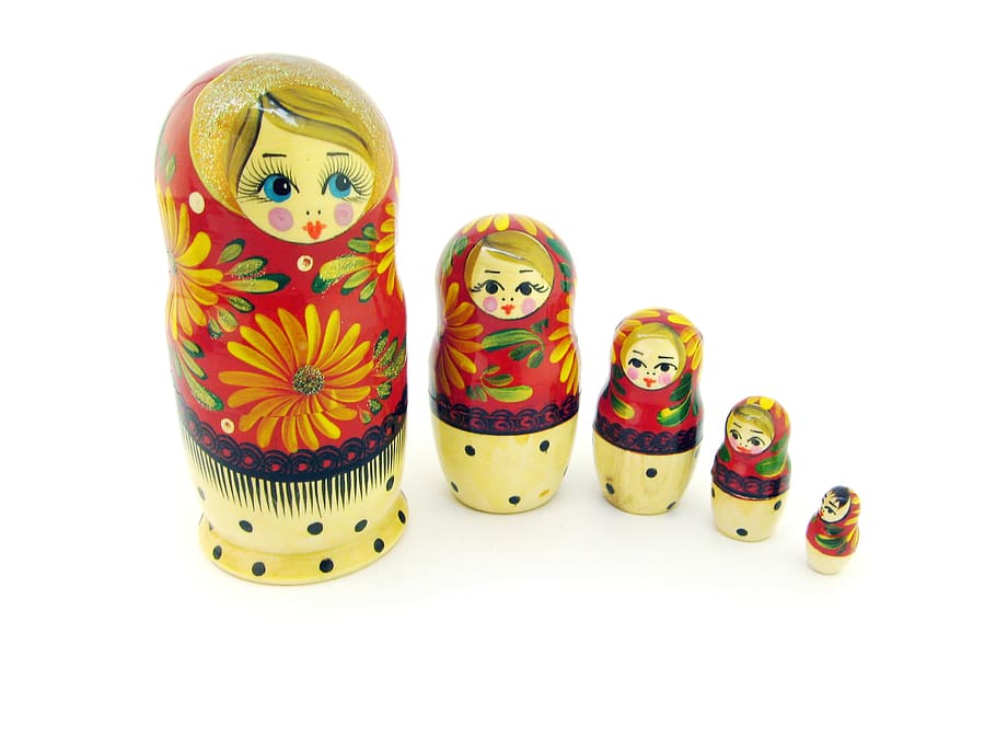 russo, boneca, matryoshka, babushka, matrioshka, matreshka, matrioska, madeira, rússia, isolado