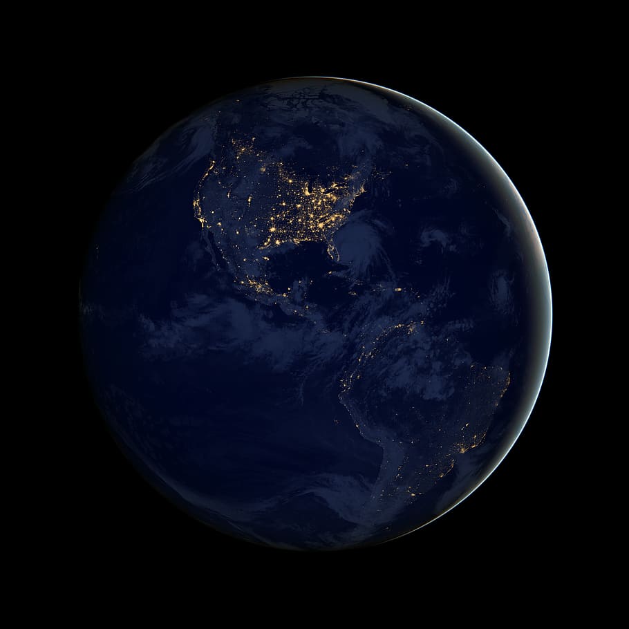 earth, dark, space, sky, high, height, nature, planet earth, planet - space, satellite view