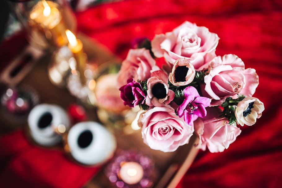 романтические, валентинки, букеты ко дню святого валентина, цветы, розы, любовь, романтика, цветочные, розовые, красные