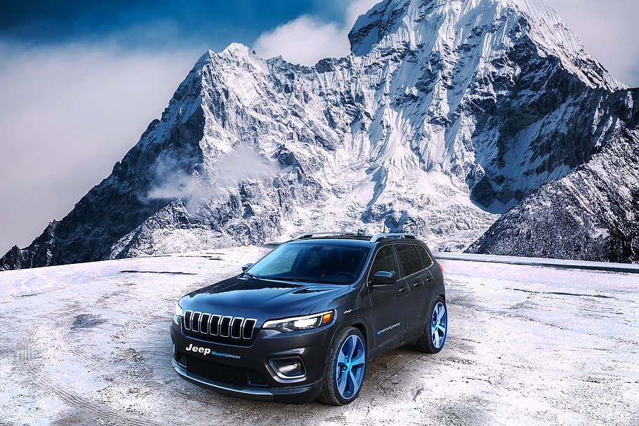 car, 4x4, jeep, mountain, cherokee, montaineer, mark, snow, automobile, vehicle