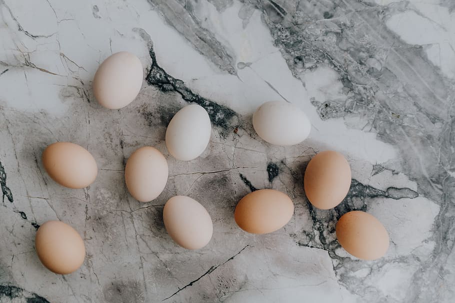 ovos frescos, comida, acima, orgânico, ovos, páscoa, flatlay, configuração plana, ingrediente, ovo