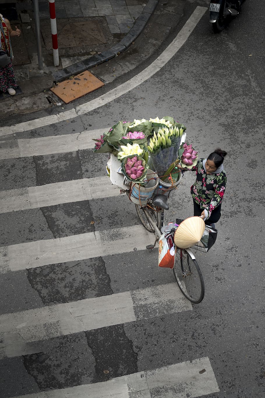 Hanoi, la calle, Vietnam, la ciudad, proveedor, feria, viejo, bicicleta, vida, personas