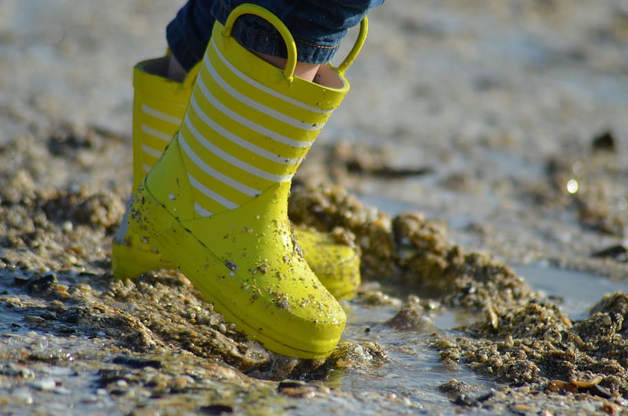 sepatu bot, sepatu bot kuning, kuning, alam, musim, sepatu, warna, musim panas, warna-warni, liburan