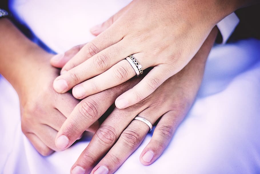 wedding rings, people, wedding, human hand, ring, human body part, hand, jewelry, adult, two people