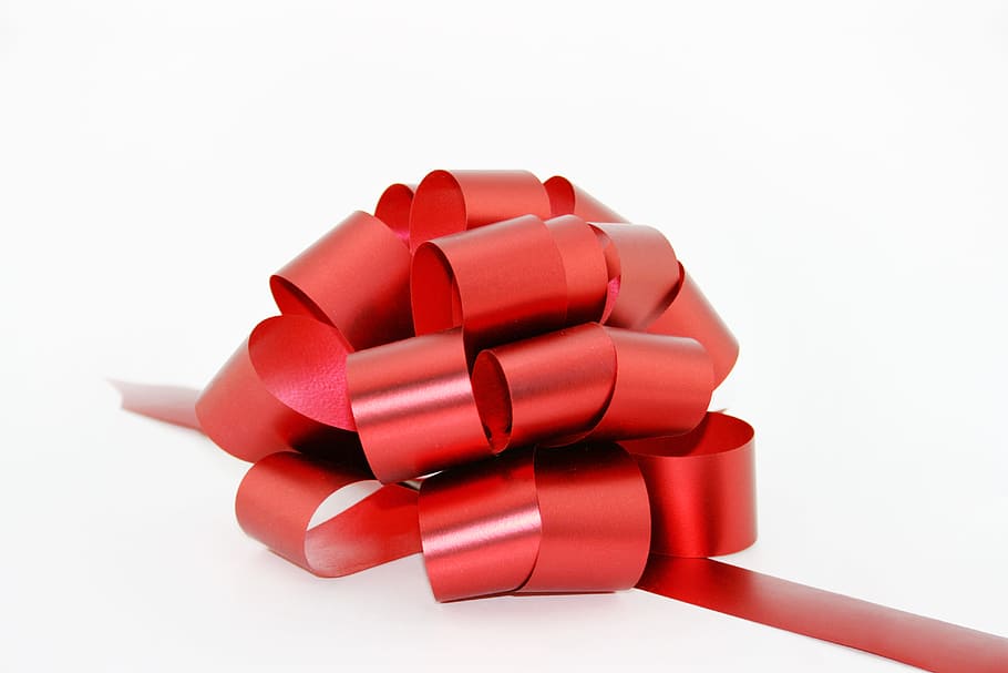 bow, red, gift, wrapping, present, ribbon, new, isolated, decoration, isolatedonwhite