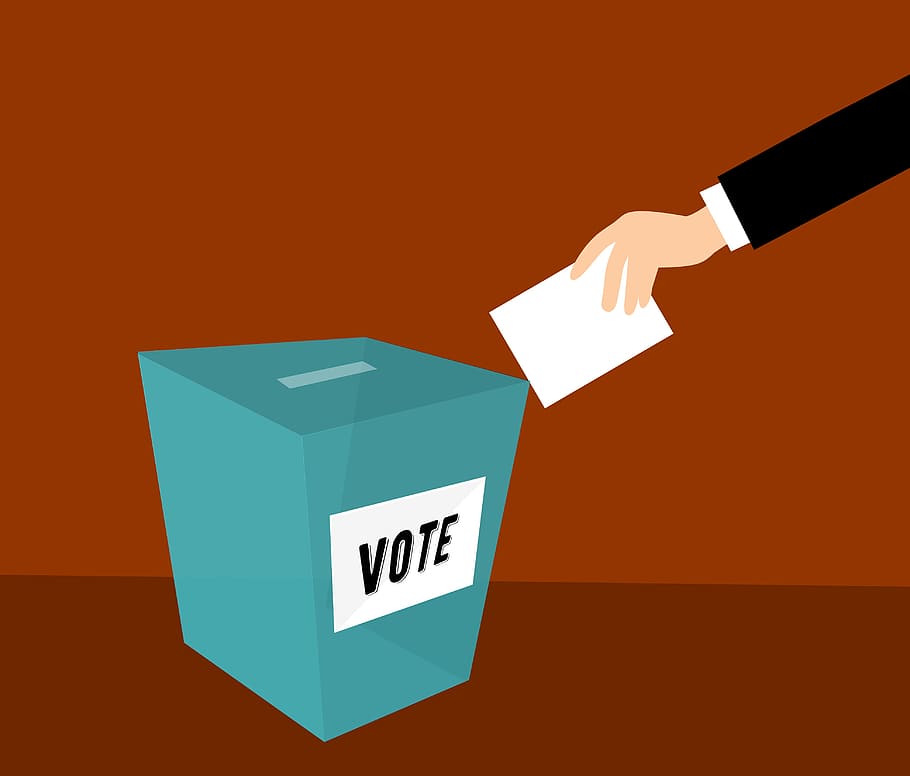casting, vote, ballot box, box., illustration., democrats, america, box, banner, election