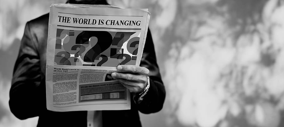 change, world, man, newspaper, read, title, heading, header, businessman, news