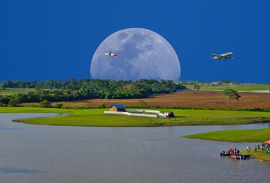 moon, rural, imagination, outdoors, panoramic, landscape, park, country, countryside, belize
