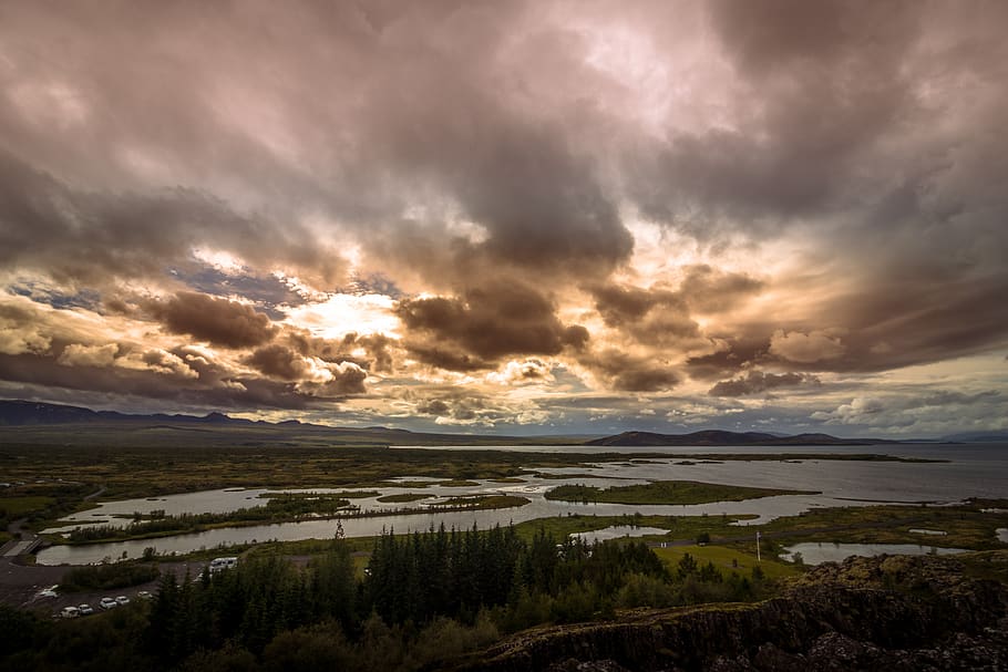 iceland, sky, landscape, clouds, nature, mountains, water, reflections, beautiful, panorama