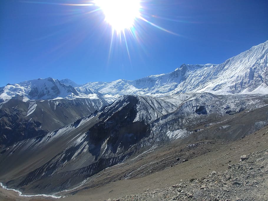 mirando, sol, paisaje del Himalaya, paisaje., naturaleza, Himalaya, montaña, nieve, fresco, hermoso
