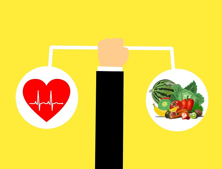 Ilustración, alimentos, concepto de salud, concepto., estilo de vida saludable, comer sano, saludable, salud, frutas y verduras, ensaladas