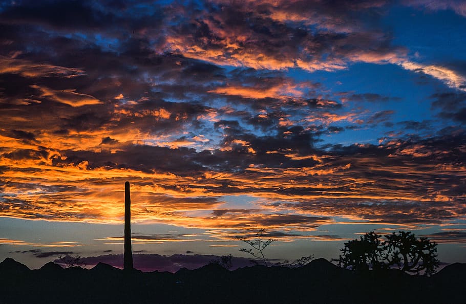 sunset clouds, tucson, arizona, beautiful, cloud, desert, horizon, landscape, light, orange