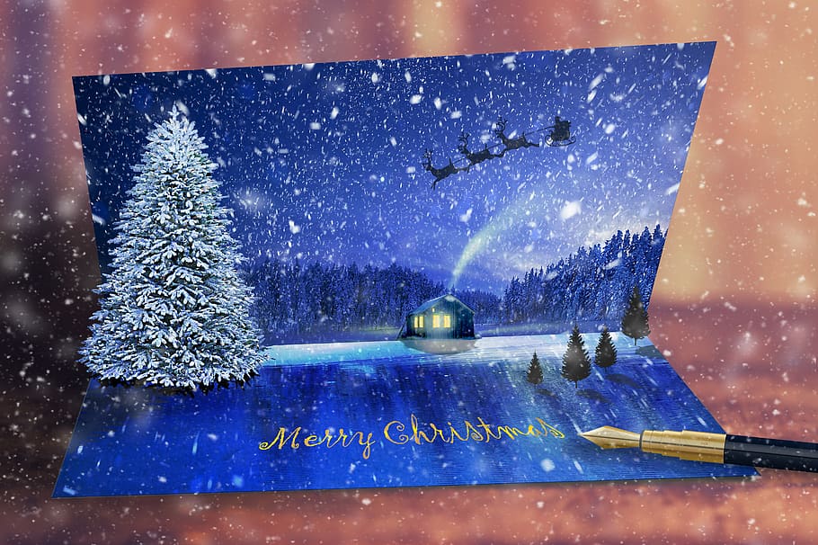 christmas, christmas card, christmas tree, folding card, mood, winter, wishes, slide, tree, fir tree