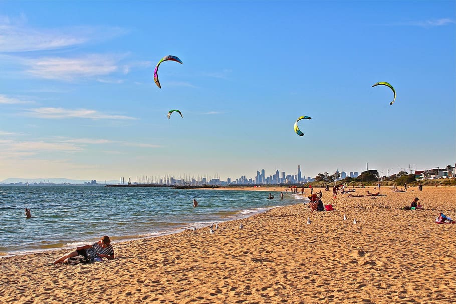 australia, melbourne, beach, sun, surfing, wakeboarding, city, cityscape, skyline, victoria