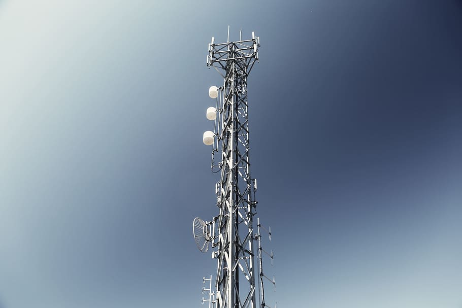 antenna, satellite, frequency, sky, metal, connection, low angle view, copy space, clear sky, nature