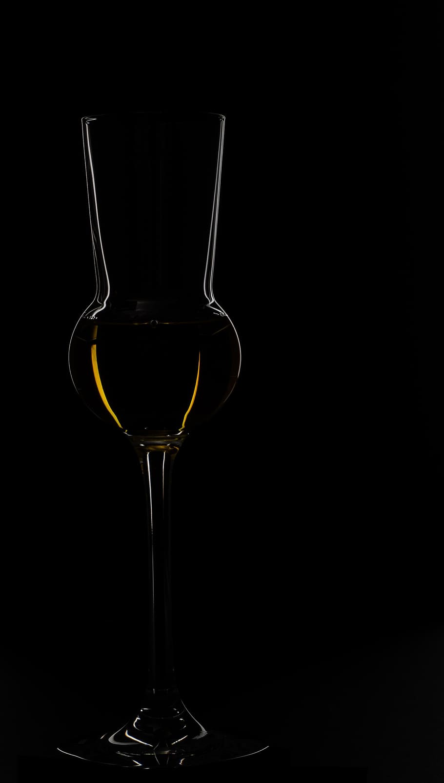 glass, liqueur, alcohol, drink, liquid, wineglass, refreshment, food and drink, indoors, black background