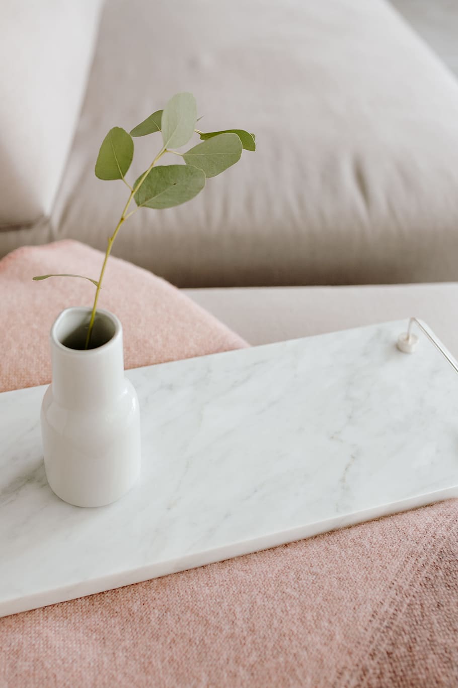 marble, white, tray, silver, handles, marble tray, white marble, pink, pink blanket, millenial pink