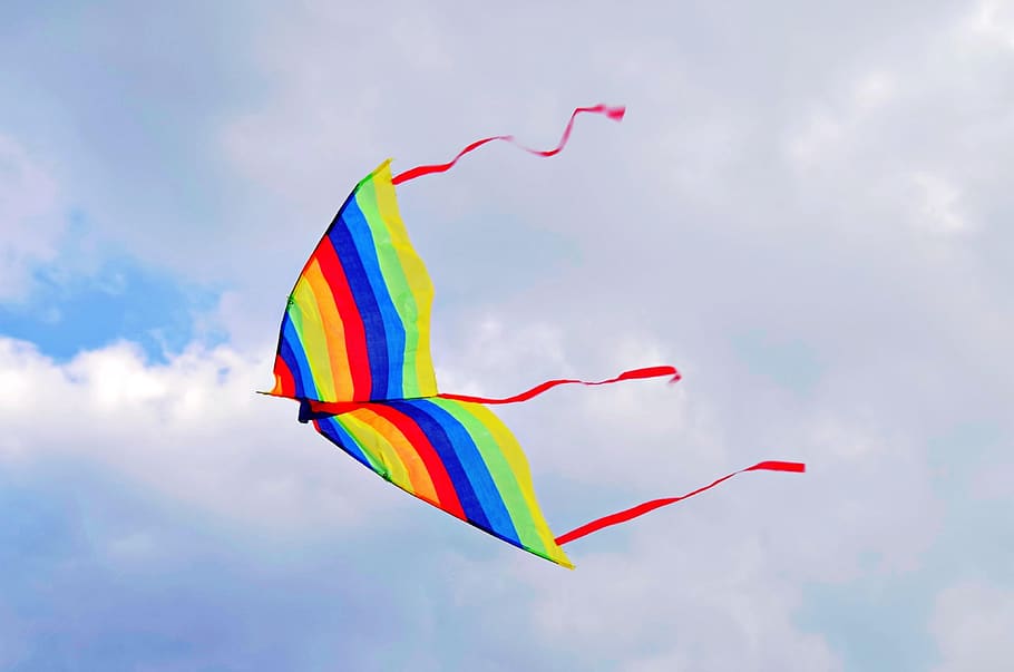 kite, wind, screen, weather, pattern, multi colored, sky, flying, cloud - sky, kite - toy