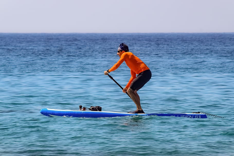 paddleboarding, olahraga, dayung, papan, berdiri, laut, gaya hidup, pantai, outdoor, kesenangan