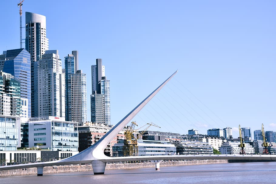 city, bridge, buenos aires, argentina, architecture, built structure, building exterior, building, office building exterior, sky