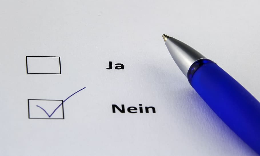 write, paper, vote, ankreuzen, negative, coolie, pen, office, select, selection