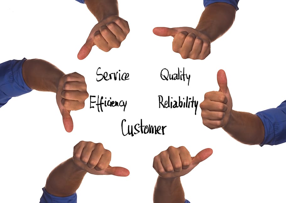 pelanggan, seperti, ibu jari, tinggi, turun, positif, negatif, layanan, kualitas, efisiensi
