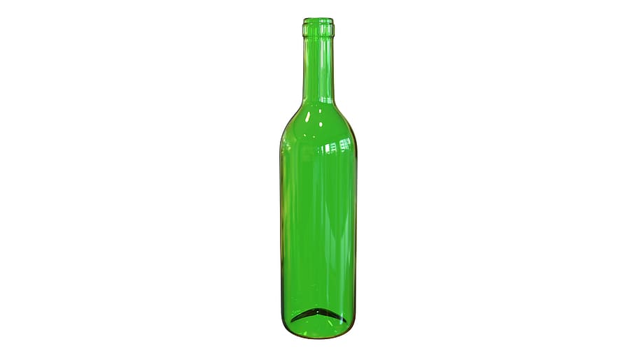 garrafa, vinho, verde, vácuo, barman, brilho, transparente, cor verde, fundo branco, tiro do estúdio