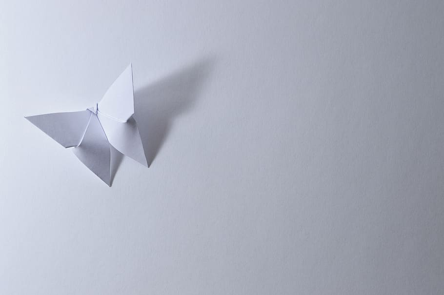 origami, butterfly, leaf, paper, bent, white, shadow, approach, decoration, japan