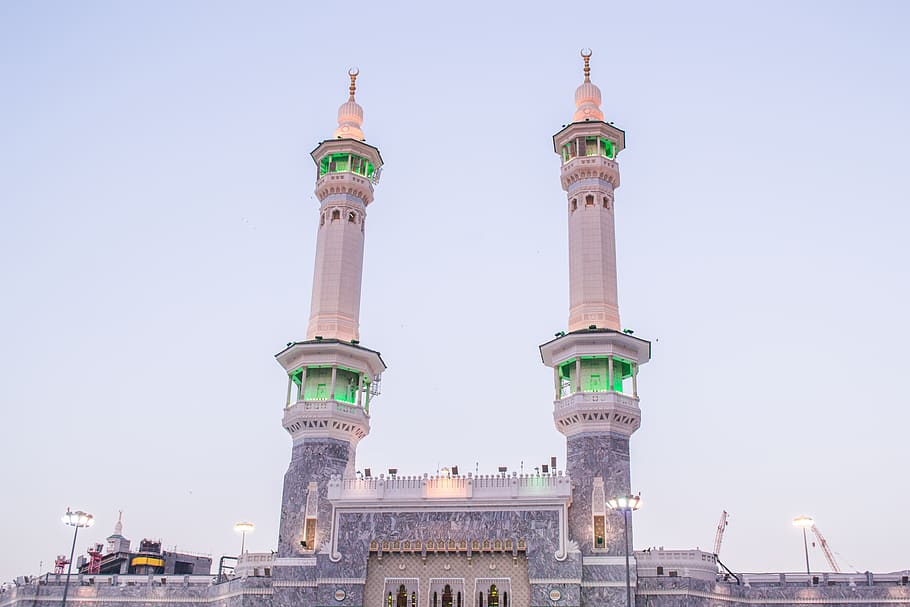 makkah, ksa, arábia saudita, masjid al haram, islão, muçulmano, oração, minar, arquitetura, exterior do edifício