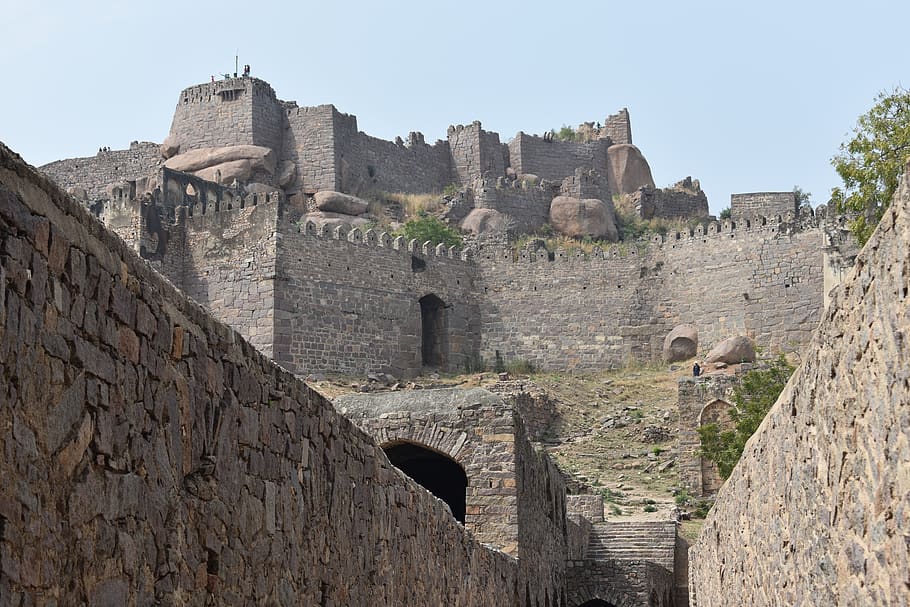 golconda fort, hyderabad, india, asia, travel, nikon, golconda, fort, wall, ruins