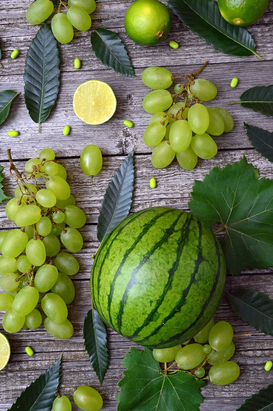 verde, melão, fruta, melancia, comida, vitaminas, bem, maduro, limão, uva