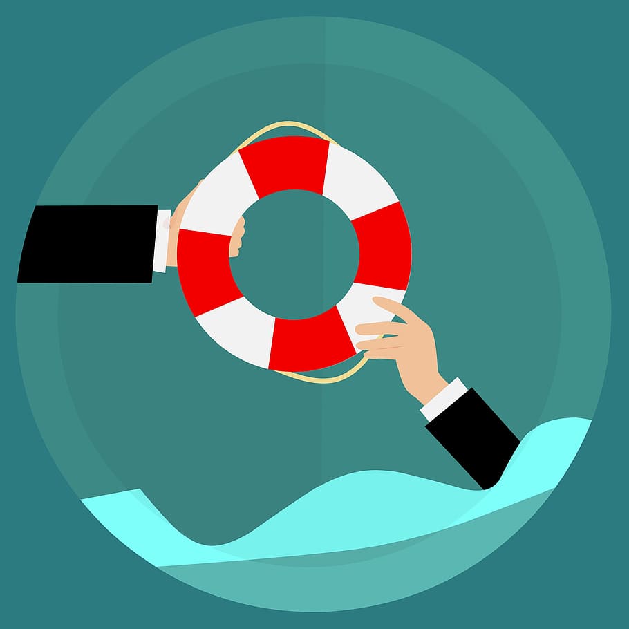 illustration, life preserver, handed, person, water., survival, survive, rescue, help, arms