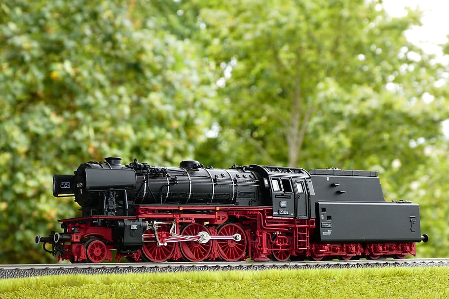 steam locomotive, model, series 23, model railway, toys, 23105, train, hobby, plant, tree