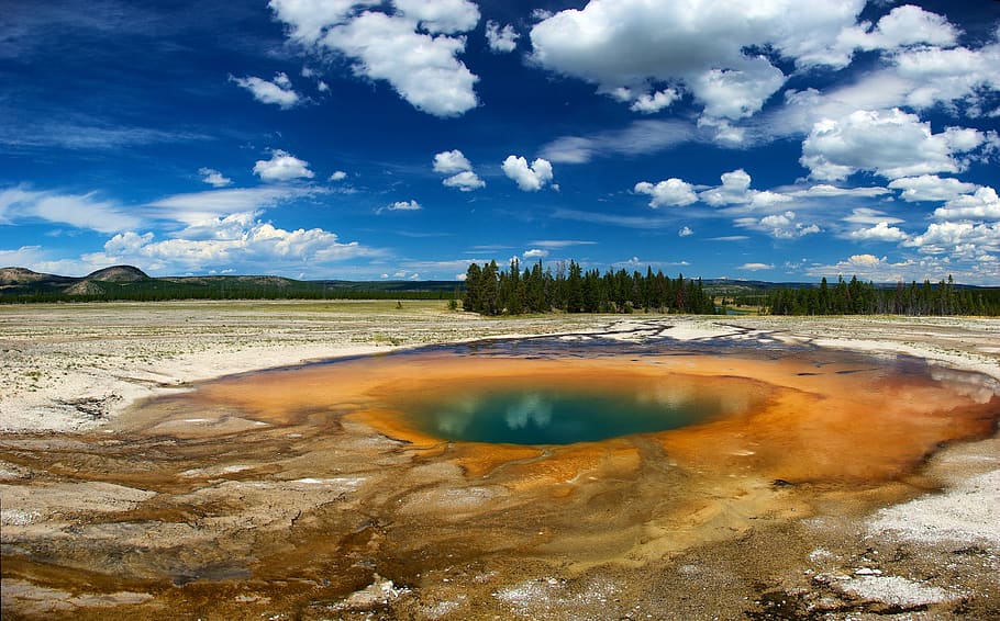 turquoise pool, midway, geyser, basin, turquoise, pool, spring, landscape, wyoming, yellowstone