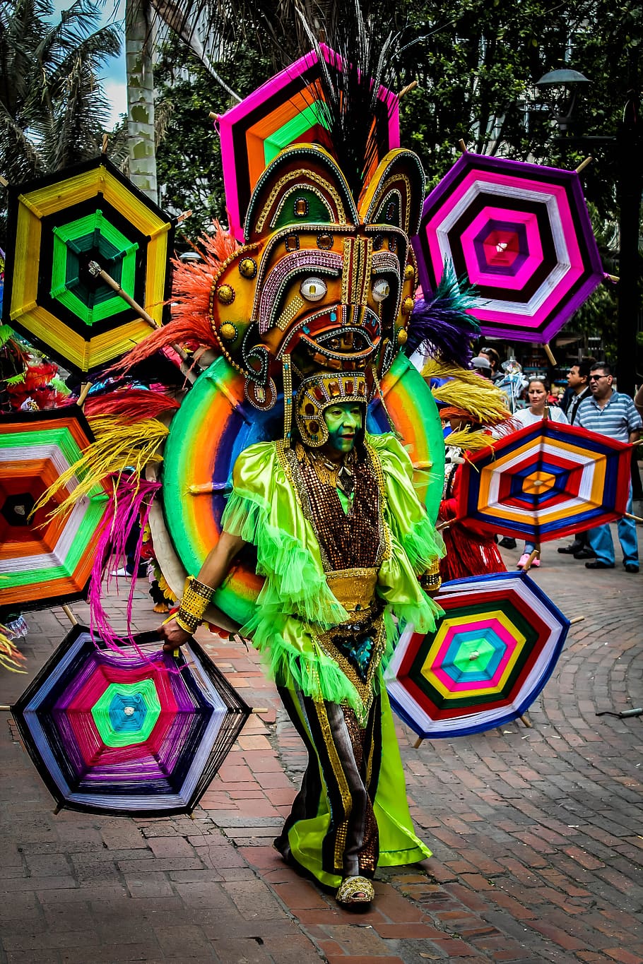 folclore, dança, cultura, colômbia, colombiano, colorido, fantasia, carnaval, festa, rua